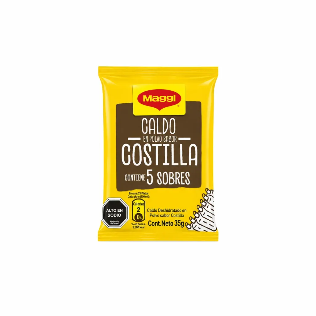 CALDO EN POLVO SABOR COSTILLA "5 SOBRES EN UNO" (A137)